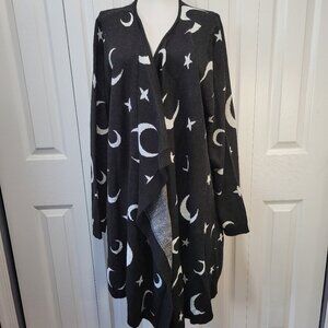 HOT TOPIC Cosmic Aura Moons Stars Flyaway Open Cardigan sz XXL 2X Witchy Goth